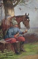 Gute Freundschaft / WWI K.u.K. hussar with his horse, B.K.W.I. 933-5.