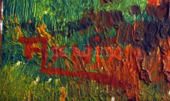 Axnix jelzéssel: Horgász. Olaj, karton, keretben, 25×16 cm