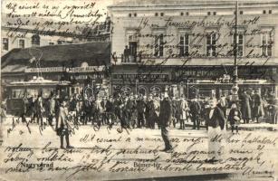 Nagyvárad, Bémer tér, Jelinek Ferenc és Sonnenfeld Adolf üzletei, villamos; Helyfi László kiadása / Bemer square, shops, tram (r)