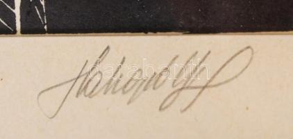 Olvashatatlan jelzéssel: VI telep. Linó, papír, üvegezett keretben, 23×42 cm