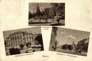 Sopron, Erzsébet kert, Széchenyi tér, kaszinó, Postapalota (EK)