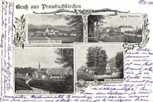 Prambachkirchen, Schloss Dachsberg / castle, church, floral (small tear)