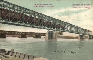 Eszék, Essegg, Osijek; Bahn-Brücke an der Drau / railway bridge