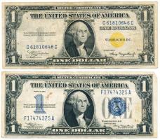 Amerikai Egyesült Államok 1934. 1$ kék pecsét + 1935A 1$ sárga pecsét T:III USA 1934. 1 Dollar blue seal + 1935A 1 Dollar yellow seal C:F