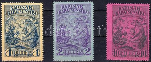 1915 Katonák Karácsonya 3 db levélzáró stecklapon