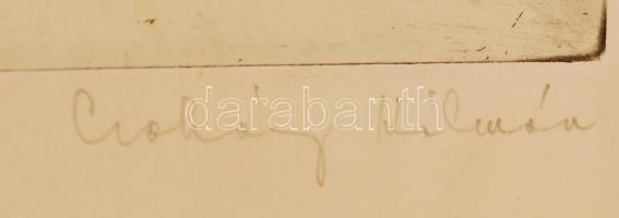 Csohány Kálmán (1925-1980): Éljen a győzedelmes második! Rézkarc, papír, jelzett, foltos, 29×39 cm