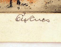 Ősz Dénes (1915-1980): Falu. Rézkarc, papír, jelzett, 29×35 cm