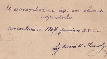 1907 Az urszentiváni elemi népiskola, hátoldalon feliratozva, 16x9 cm