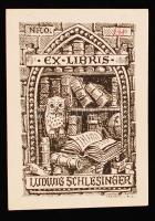 Rudolf Kratochwil: Ex libris Ludwig Schlesinger, klisé, papír, 138. sz. sorszámozott példány, 9,5×6 cm