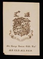 Jelzés nélkül: Sir George Duncan Gibb. Bart. címer, acélmetszet, papír, 9×6 cm