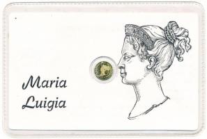 Ausztria DN "1815. 5L Mária Lujza" Au modern mini pénz laminált díszcsomagolásban (0.2g/0.333/11mm) T:BU Austria ND "1815. 5 Lire Maria Louise" Au modern mini coin, laminated (0.2g/0.333/11mm) C:BU