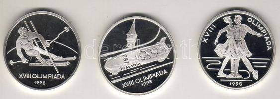 Románia 1998. 100L Ag 3 klf db teljes sor  "Olimpia-Nagano" T:PP Csak 2000db R!, tanúsítvá...