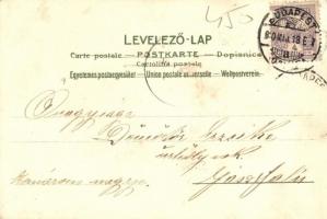 Flower lady, litho art postcard