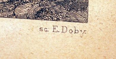 Pozsony látképe 1649, metszette Doby Jenő (1834-1907), rézmetszet, papír, üvegezett antik keretben, ...