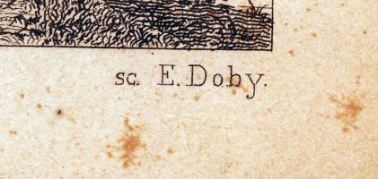 Pozsony látképe 1649, metszette Doby Jenő (1834-1907), rézmetszet, papír, üvegezett antik keretben, ...