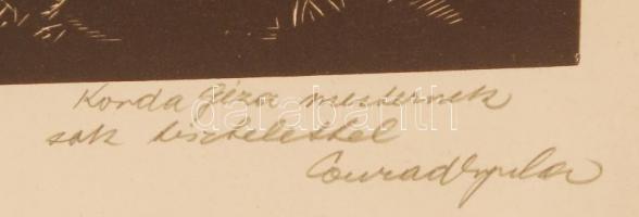 Conrád Gyula (1877-1959): Rebeka a kútnál, rézkarc, papír, üvegezett keretben, a szerző által dediká...