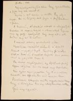 1969 Dutka Ákos (1881-1972) költős, újságíró saját kézzel írt, személyes, napló jellegű sorai lapon ...