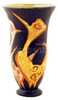 Gorka Lívia (1925-2011): Madaras kerámia váza, apró kopásnyomokkal, jelzett, d: 12,5 cm, m: 20,5 cm