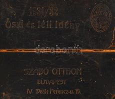 1931 Szabó otthon Bp. IV., Deák Ferencz u. 15., régi kalapdoboz, kívül-belül érdekes hirdetésekkel, ...