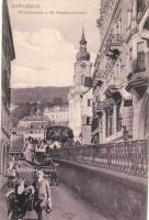 Karlovy Vary, Karlsbad; Kirchenstrasse, St. Magdalenenkirche / church, street (EK)