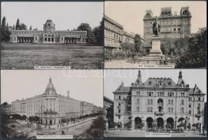 Régi Budapest Fotók: Margit fürdő, Műcsarnok, Eötvösszobor, Nemzeti színház, Etablissement Reuther. 5db, 9x14cm
