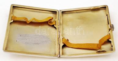 Ezüst (Ag.) cigaretta tálca, zománc díszítéssel (pár helyen sérült), jelzett, mesterjeggyel (GL), mo...