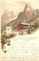 1897 Hinterbärenbad, Kaiserthal bei Kufstein / hotel, valley litho