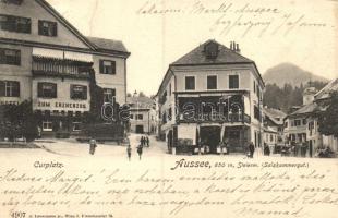 Bad Aussee, Curplatz, Hotel zum Erzherzog, Cafe Vesco, Backerei / square, hotel, cafe, bakery (fa)