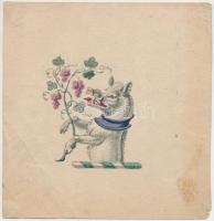 Vaddisznó színezett litho, papír. 11,5x11,5cm