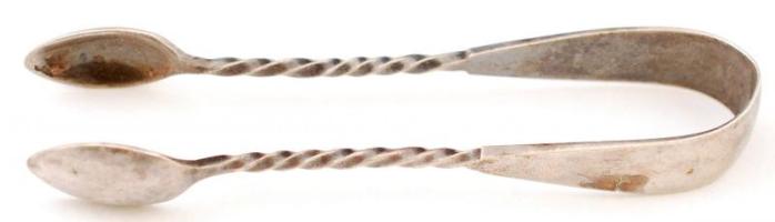 Ezüst (Ag.) antik cukorfogó, jelzett, mesterjeggyel, h:9 cm, nettó:13 g