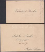 1895-1913 Névjegyek 3db: Arnótfalvi Arnótfalvy István, Pataki Aurél, Haberényi Piroska