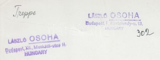 cca 1935 Osoha László: Lépcsőn, pecséttel jelzett vintage fotóművészeti alkotás, 23x16 cm