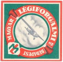 Reklám címke: Magyar Légiforgalmi Rt. Budapest. 7,5x7,5cm