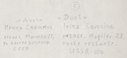 cca 1960 Irina Savisina (USSR): Duett, a szerző által feliratozott vintage fotóművészeti alkotás, 18...