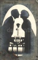 New Year, kissing couple silhouette (EK)