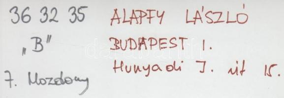 cca 1974 Alapfy László: Mozdony, a szerző által feliratozott vintage fotóművészeti alkotás, 24x18 cm