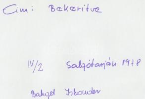 1978 Bahget Iskander: Bekerítve, a szerző által feliratozott vintage fotóművészeti alkotás, 18x24 cm