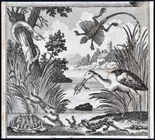 cca 1790 Vízi világ, rézkarc, papír, jelzés nélkül, 9×8 cm