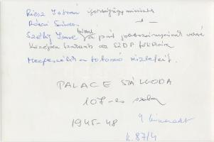 1947 Riesz István igazságügy miniszter, Rónai Sándor, Szélig Imre, középen Szakasits Árpád az SZDP f...