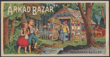 Árkád bazár. Késmárky és Illés reklám címke. 11,5x22cm
