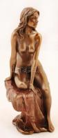 Női akt, festett műgyanta, jelzés nélkül, m: 19,5 cm