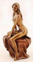 Női akt, festett műgyanta, jelzés nélkül, m: 19,5 cm