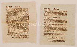 1839 Német nyelvű rendőrségi körözés egy bécsi gyilkosság után elrabolt értékekről, 2 lap.