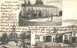 Tés, Püspöki kastély, Római katolikus templom, Ries Herman vegyeskereskedése, Fekete Zoltán fényképész felvétele (Rb)