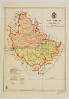 Esztergom Vármegye térkép. Mérték 1:250.000. M. kir. honv. Térk. Int. Szép állapotú. 31x23cm