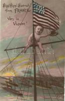 Vers la Victoire / Towards Victory, WWI American Navy, propaganda, flag