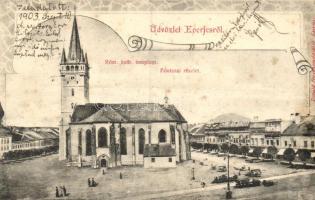 Eperjes, Fő utca, Római katolikus templom / Main street, Roman catholic church, Divald (gluemark)
