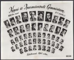 1959 Budapest, a Képző és Iparművészeti Gimnázium tanárai és végzős hallgatói, kistabló 52 nevesített portréfotóval, 18x22 cm