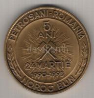 Románia 1995. "Petrosani-5 éves a Bányász Liga" nagyalakú Br emlékérem. Szign:V.G. T:1 dís...