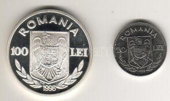 Románia 1996. 10L T:BU + 100L Ag "Euro-futball" T:PP Díszdobozban, tanúsítvánnyal